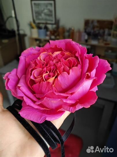 Брошь-чокер роза 15 см. Ручная работа