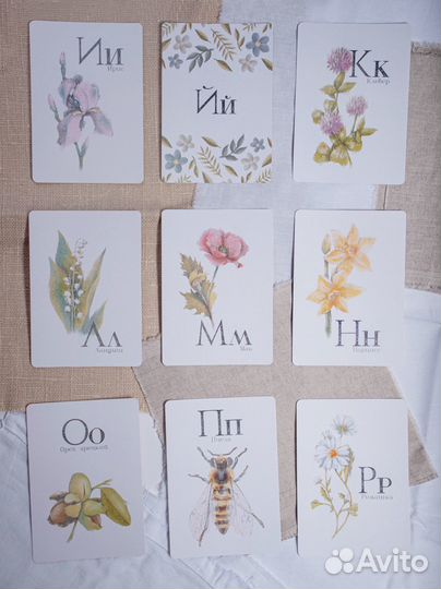 Набор детских карточек с алфавитом - «Природа»
