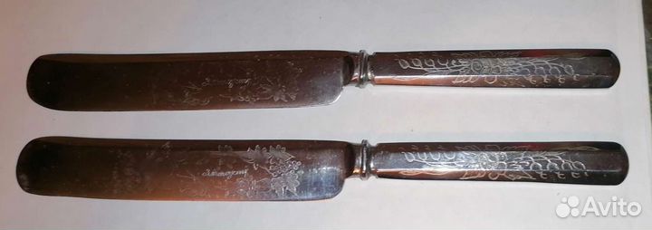 Старые столовые приборы латунь посеребрение металл