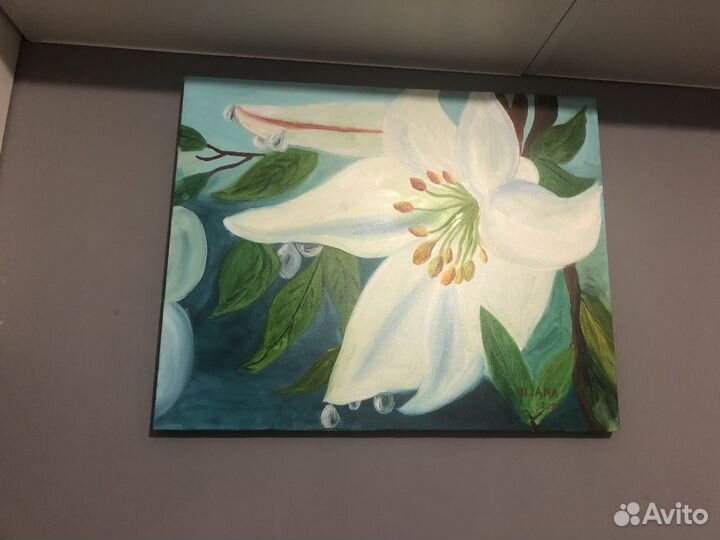 Картина маслом лилии