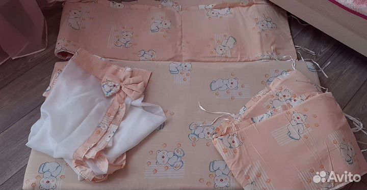 Матрас для кроватки, бортики, балдахин