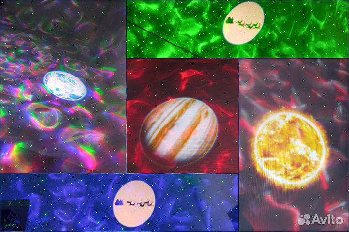 Проектор космос со встроенной колонкой+15слайдов