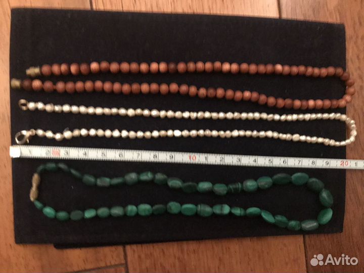 Бусы кольцо малахит гранат жемчуг натуральные