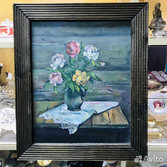 Винтажная картина Букет масло/картон Харченко А.В