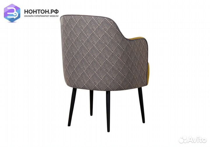 Кресло Селеста желтое / ромб серо-синий