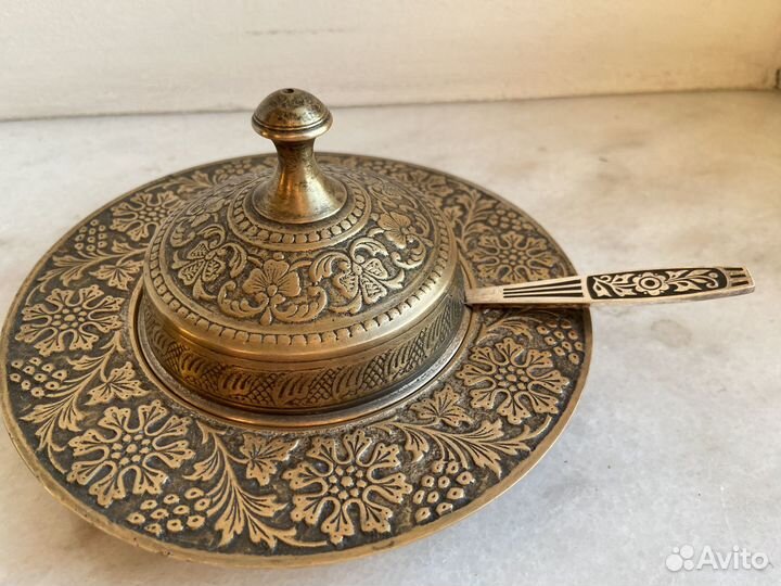 Икорница латунь винтаж