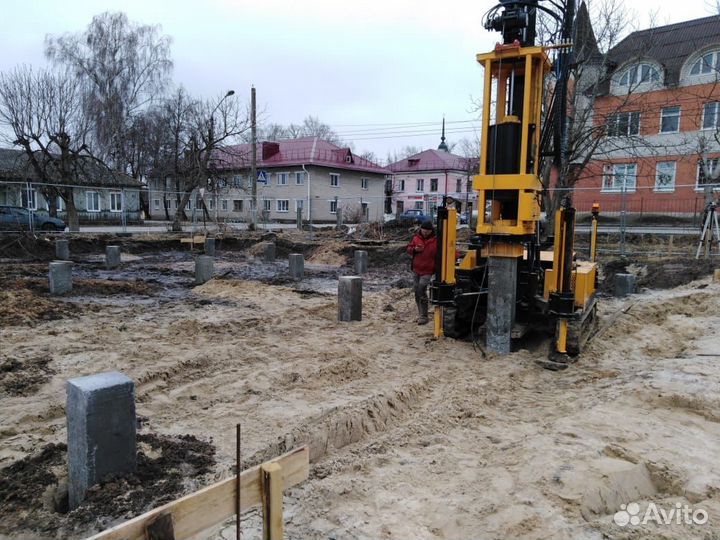 Фундамент на винтовых сваях / Монтаж фундамента