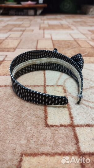 Ободок для волос широкий в горошек с бантиком