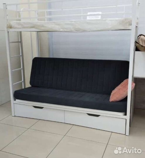 Двухъярусная (чердак) металлическая кровать лофт