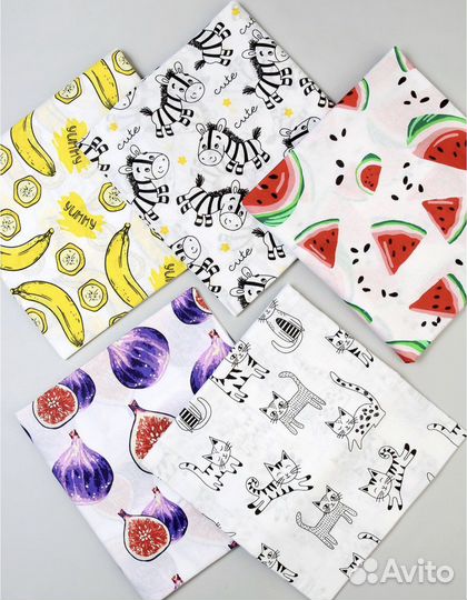 Пеленка текстильная 75 х 110 см, Поплин, 5 шт