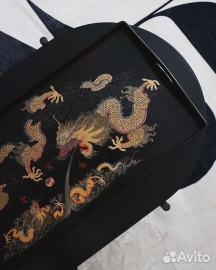 Винтажный поднос дракон Старый Китай шинуазри