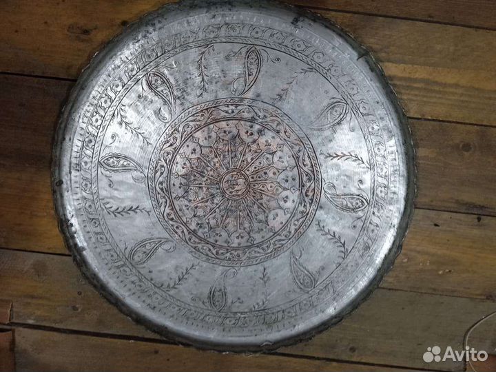 Старинный медный поднос