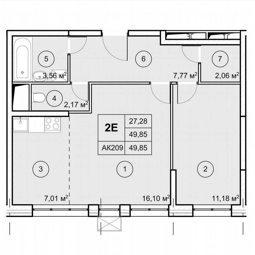 1-к. квартира, 49,9 м², 4/12 эт.