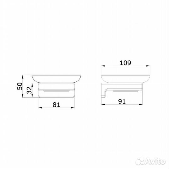 Мыльница настенная, стеклянная Vieir V5203 цвет хром