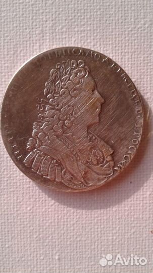 Монета 1 рубль 1728, тип 1728 года, с двумя лентам