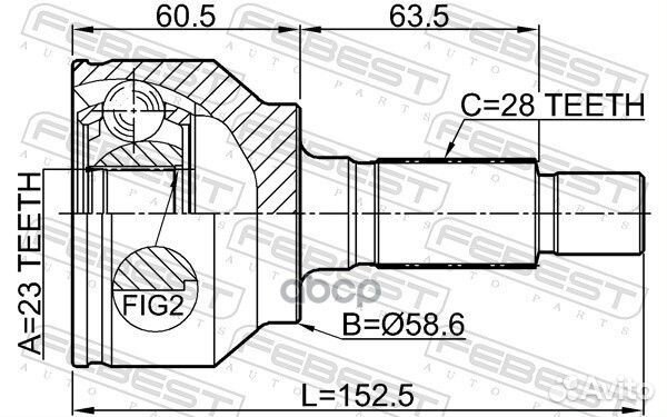 ШРУС наружный 23X58.6X28 mazda 3 BL 2009-2013 0