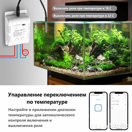 Реле eWeLink 16A, Wi-Fi, датчик температуры, Алиса