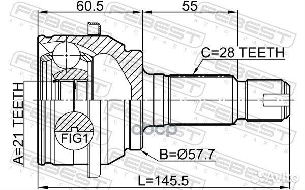 Шрус наружный задний 21X57.7X28 2910-flir Febest