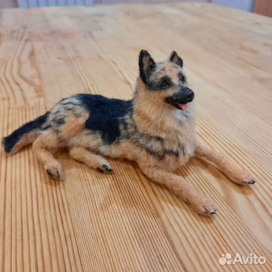 Игрушечная овчарка ручной работы, фигурка 12 см