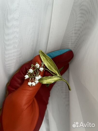 Брошь винтаж ландыш новая