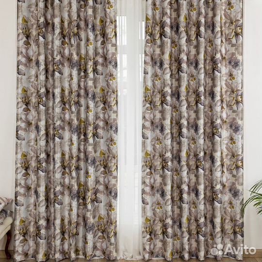Портьеры рогожка Жардин Бронзовый шторы