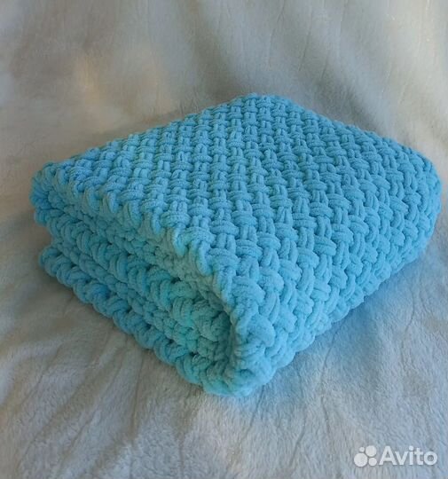 Плед детский вязаный ручная работа 75х95