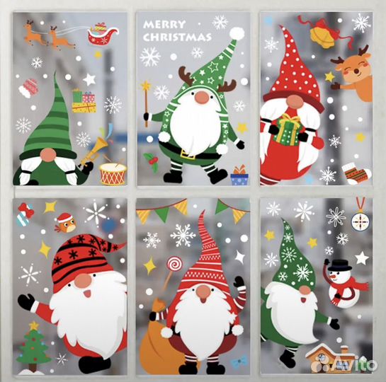 Новогодние наклейки украшение