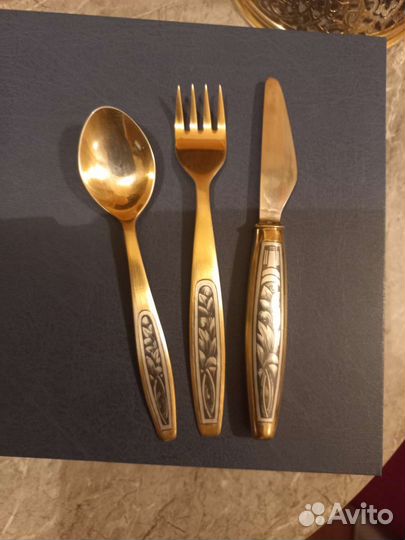 Серебряные нож,вилка,ложка,набор