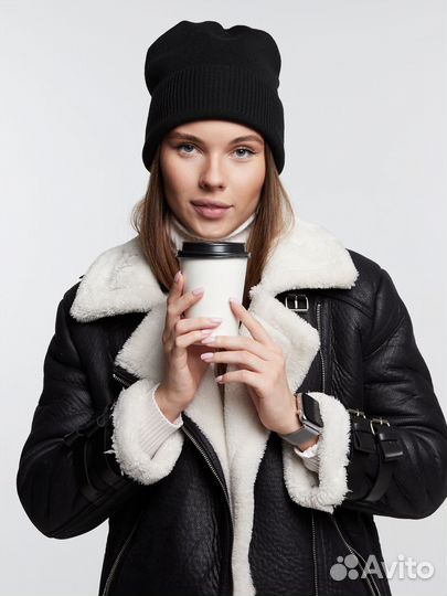 Двойная теплая шапка мелкой вязки Шапки Оптом