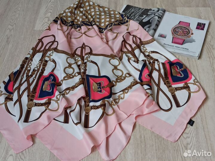 Розовый Шаль платок Hermes Шелковый