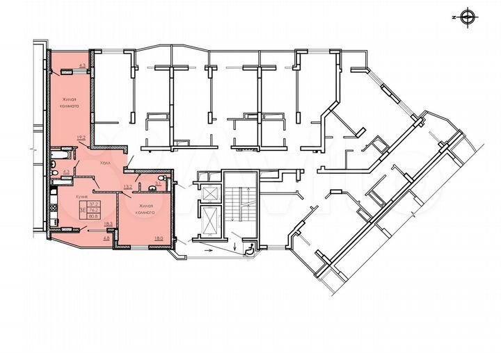 3-к. квартира, 80,8 м², 12/18 эт.