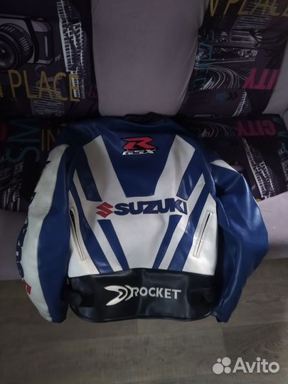 Мотокуртка кожаная мужская с защитой 52/50