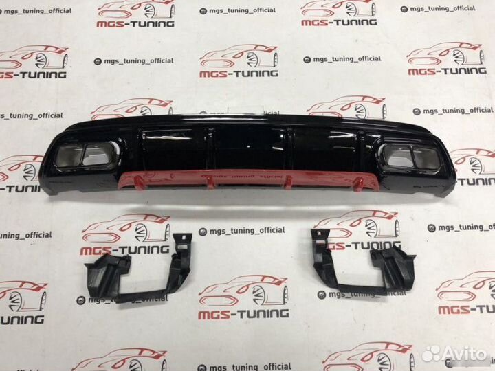 Диффузор насадки Мерс w176 А45 AMG красный 15-18