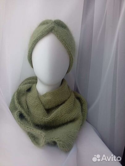 Косынка из пуха норки и повязка