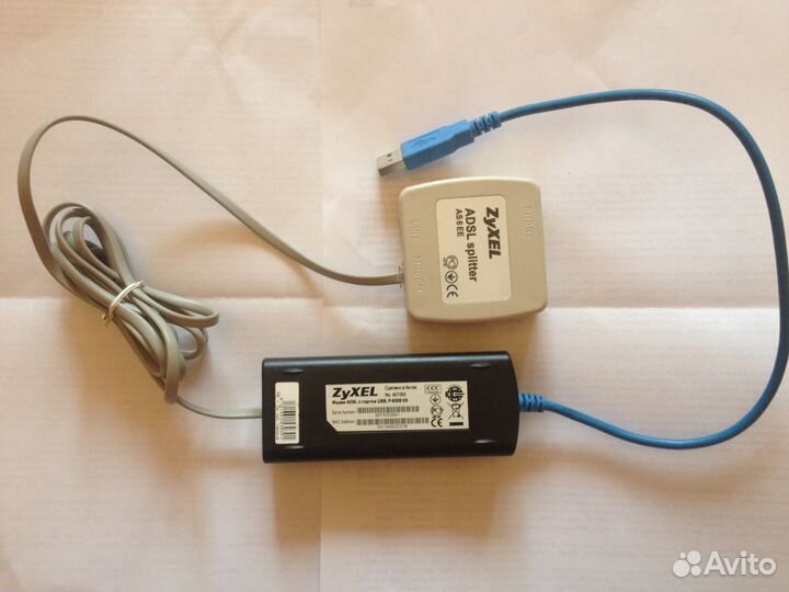 Модем adsl Zyxel, USB выход. сплиттер, провода