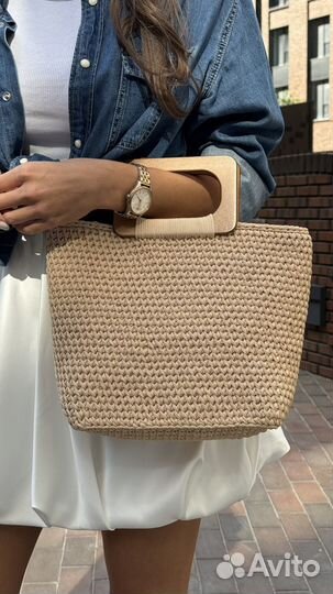 Cумка с деревянным ручками - Ручная работа