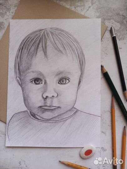 Портрет по фото карандашом. На заказ