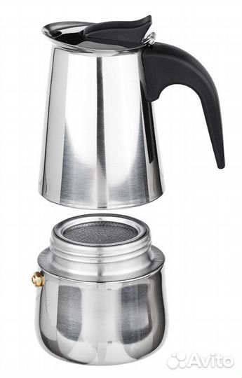 Кофеварка гейзерная, 400мл, нерж.сталь, нейлонова