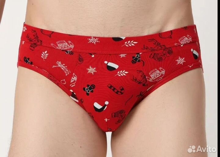 Трусы мужские плавки новогодние хлопок