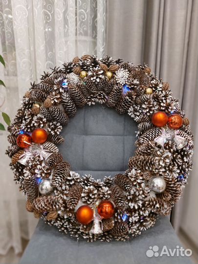 Новогодний венок большой (63 см)