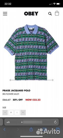 Поло Obey Praise Jacquard Polo Iris Flower Multi