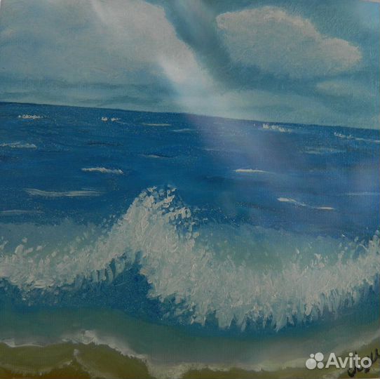 Картина маслом на холсте пейзаж первая волна