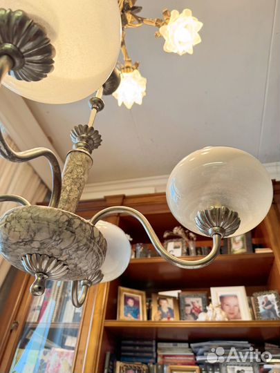 Антикварная люстра СССР Сталинский ампир мрамор