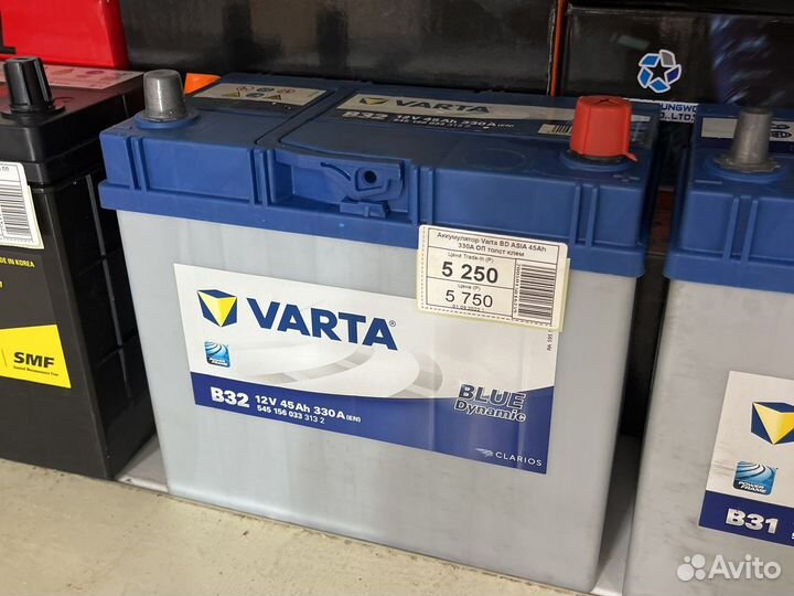Varta 45 Ah (толстые клемы)