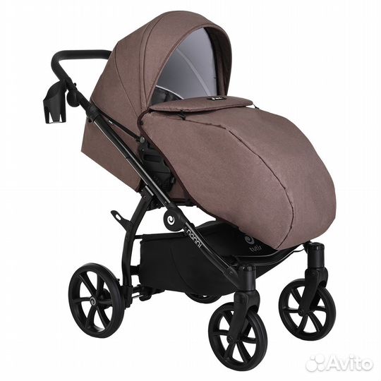 Коляска 3 в1 nanni короб + прогулка Кофе+Кожа Брон
