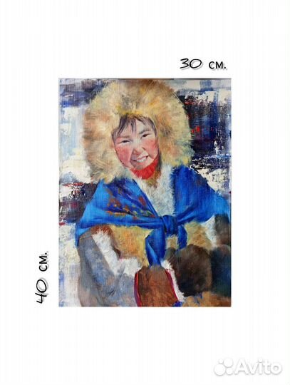 Портрет деврчки-хантыйки Картина маслом на холсте