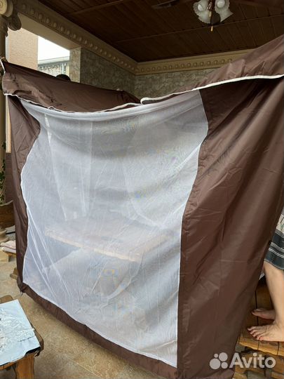 Тент с москитной сеткой для садовых качелей