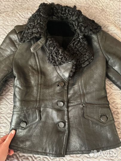 Куртка из натуральной кожи с натуральным мехом