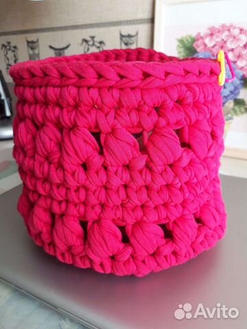 Корзинка из трикотажной пряжи