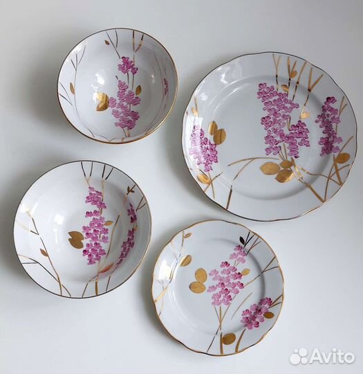 Набор столовой посуды Дулево, СССР, 4 шт